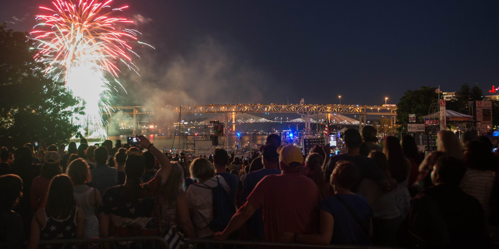 Fourth of July fireworks at the downtown Portland waterfront