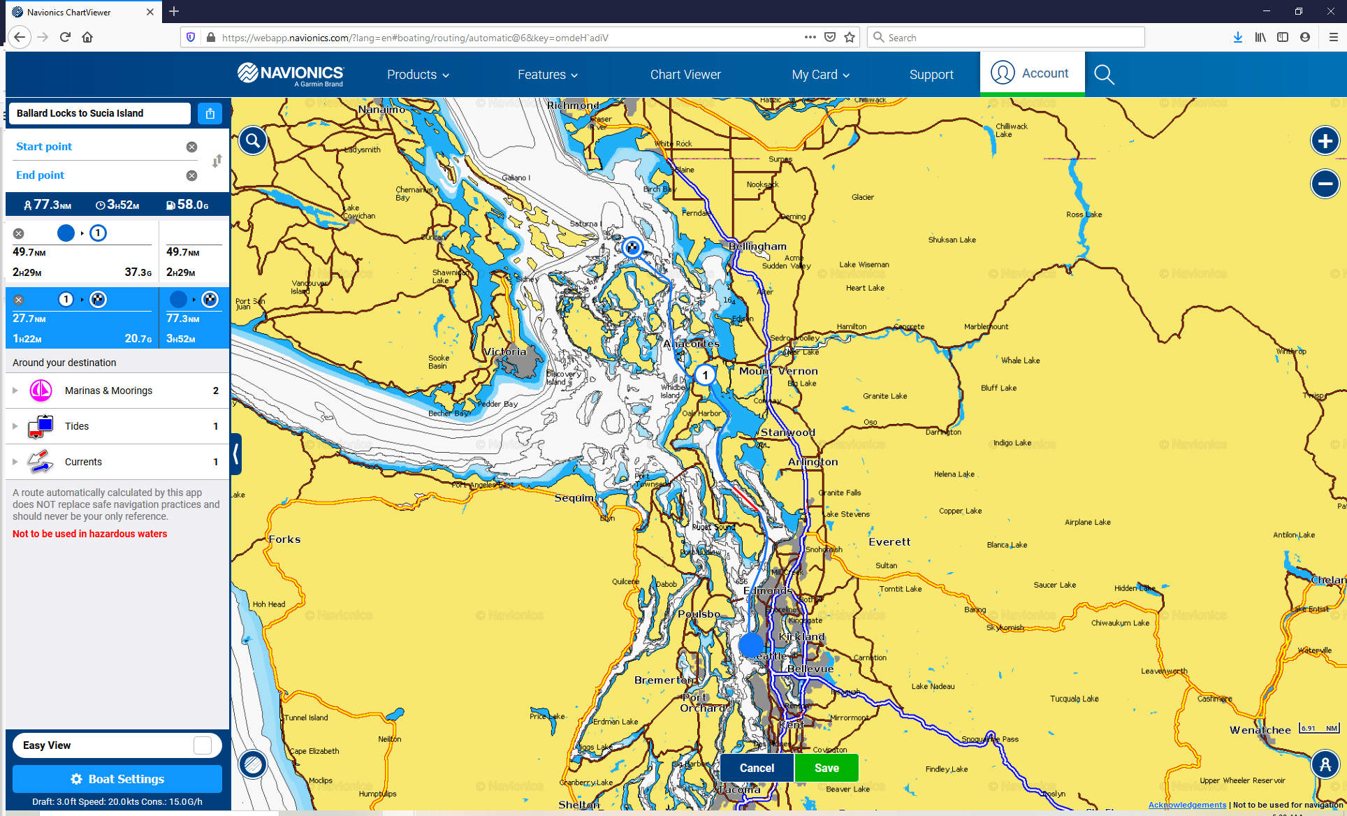 Nautical chart of the Puget Sound 