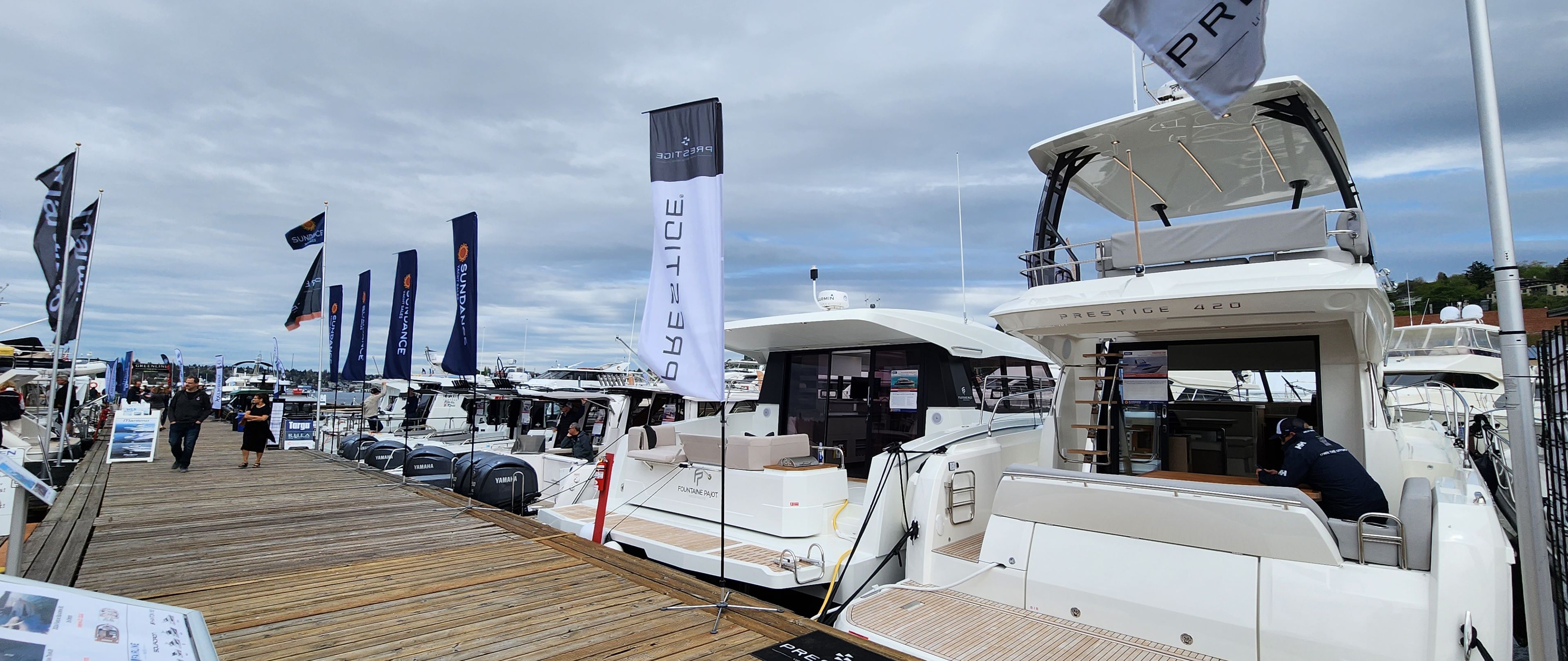 Boats on display at the 2023 Boats Afloat Show in Seattle