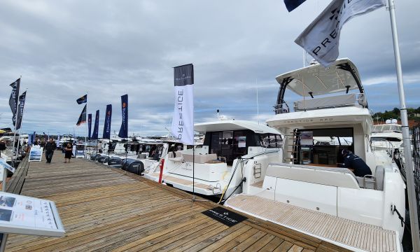 Boats on display at the 2023 Boats Afloat Show in Seattle