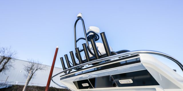 Fishing rod holders on top of 795 Sport