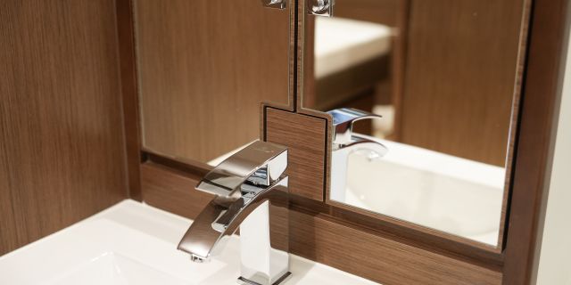 Sink with mirror behind