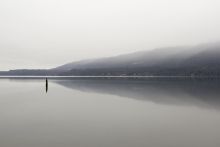 Low fog over an inland waterway 