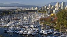 Marina full of boats at Granville Island in Vancouver, BC