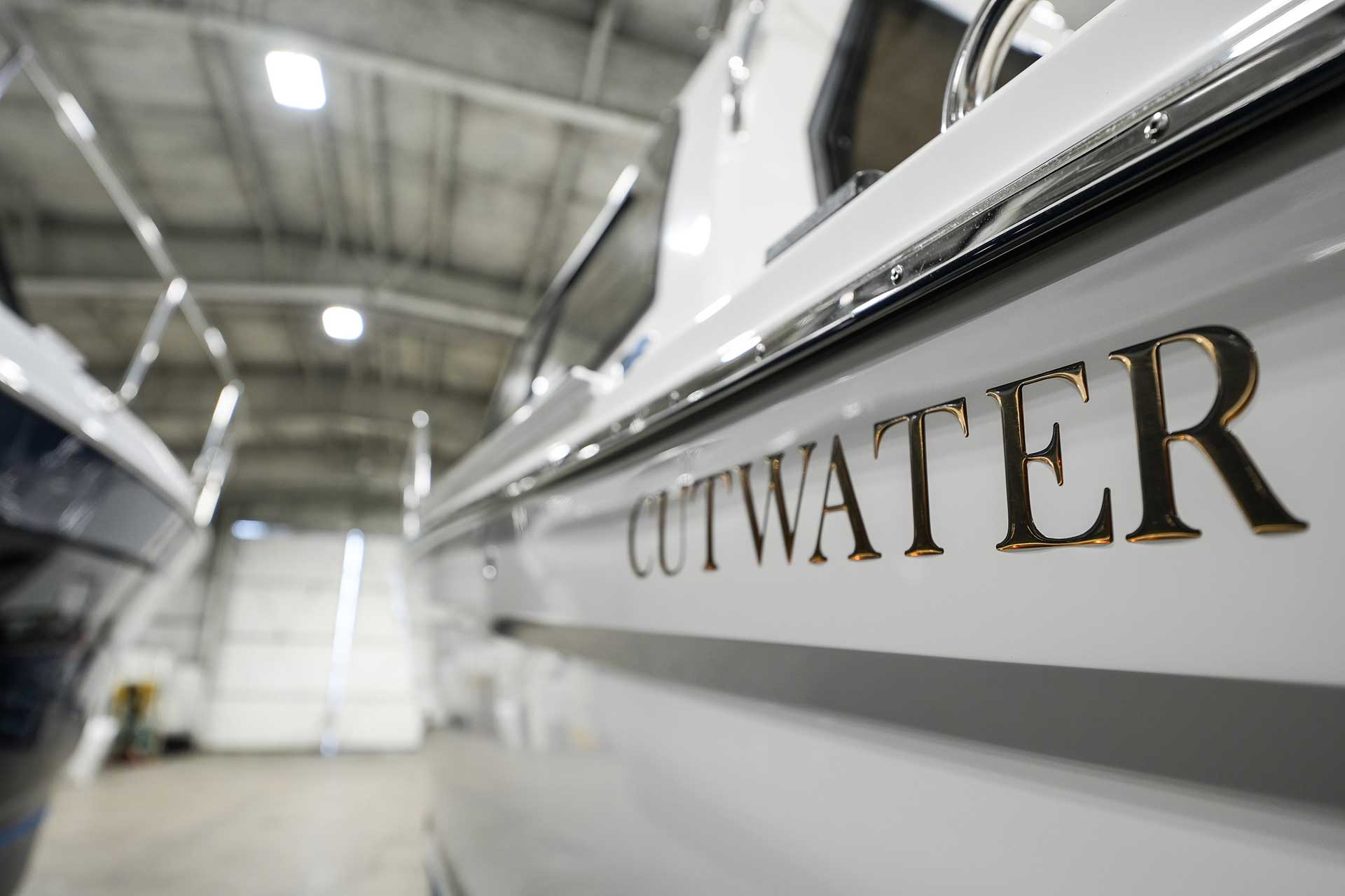 Cutwater boat inside Sundance service shop