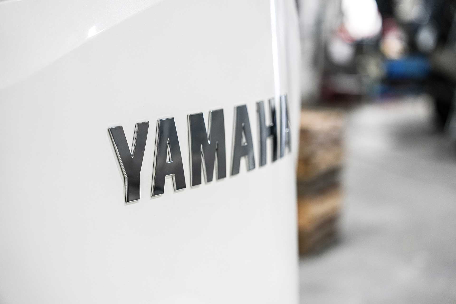 Yamaha outboard motor inside Sundance service shop